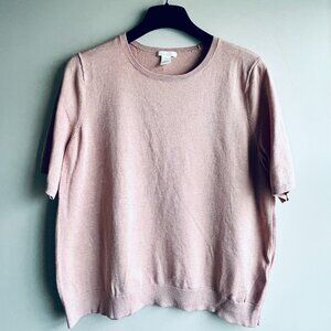 H&M Short Sleeved Fine Gauge Sweater in Pink Petal Size XL